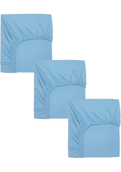 3 Adet 50x90 Cm Anne Yanı Lastikli Penye Kumaş Bebek Çarşafı-mavi