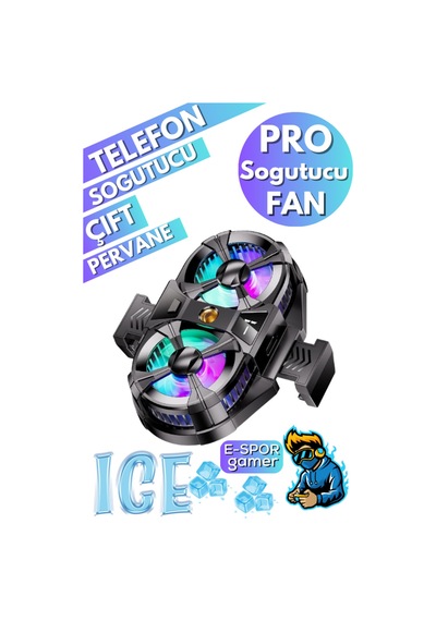 Telefon Soğutucu Fan Çift Pervaneli 3 Kademeli Rgb Göstergeli Bütün Telefon Modelleri İle Uyumlu Siyah - 877955400