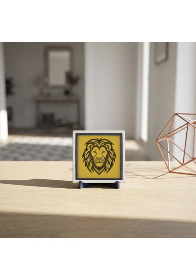 Aslan Motifli Masaüstü Dekoratif Parça, Gücü Ve Asaleti Yansıtan Estetik Aksesuar 10x10 Cm