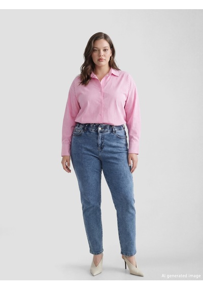 Lcwaıkıkı Classic Mavi Beli Lastikli Slim Mom Kadın Jean Pantolon