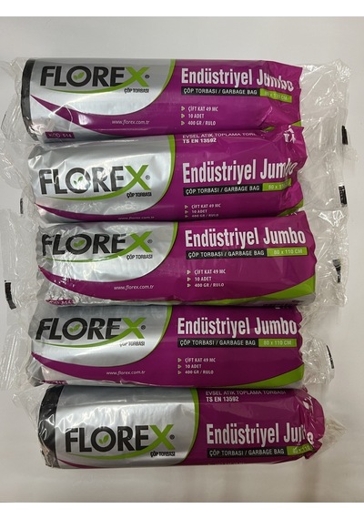 Florex 80X110 Jumbo Endüstriyel Çöp Poşedi 5 Adet