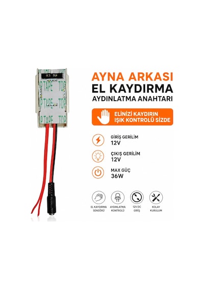 AYNA ARKASI EL KAYDIRMA 12V IŞIK ANAHTARI