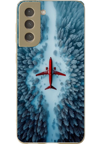 Samsung Galaxy S21 Fe Uyumlu Kış Ortasında Uçak Baskılı Silikon Kılıf Renkli