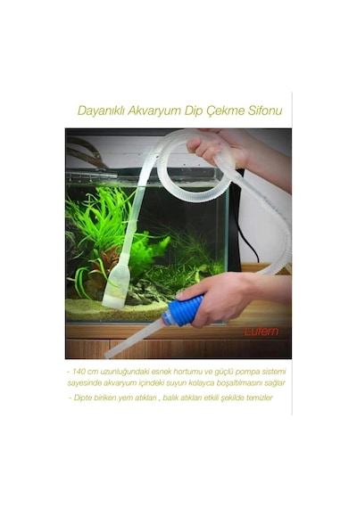 Dayanıklı Akvaryum Dip Çekme Sifonu Su Boşaltma Pompası Yem Balık Atıkları Kir Tatlı Ve Tuzlu Su