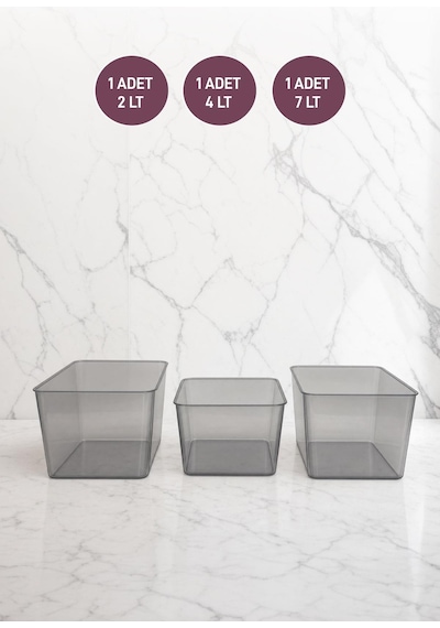 Salve 3'lü Büyük, Orta, Küçük Buzdolabı-banyo Organizer Düzenleyici Füme