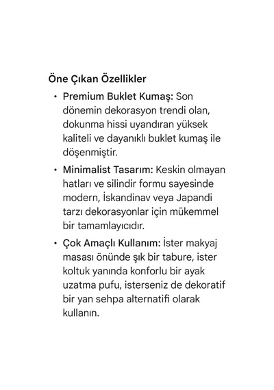 Silindir Puf Ekru