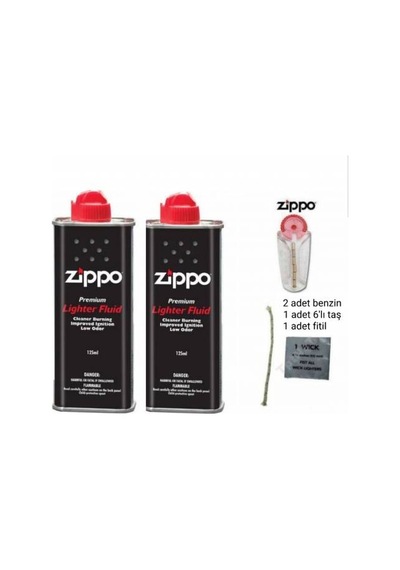 Zippo Benzin + Zippo Çakmak Taşı + Zippo Fitil 4'Lü Set