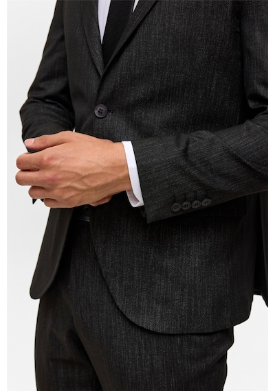 Süvari Siyah Slim Desenli Mono Yaka 6 Drop Takım Elbise-38835 Siyah