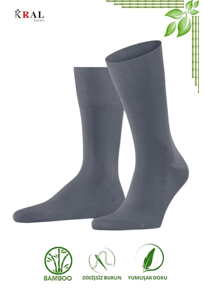 Kral Socks Bambu Erkek Soket Düz Uzun Çorap Klasik Yazlık Dikişsiz 6'lı Premium Set Asorti1