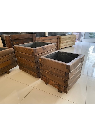 Ahşap Küp Saksı 50x50x50 Cm Emprenyeli Dış Mekan Saksısı