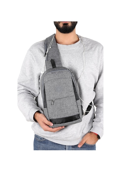 Strong Bag Strong Kulaklık Çıkışlı Tek Kol Göğüs Ve Sırt Çantası ,çapraz Çanta Body Bag Tk01 Gri GRİ