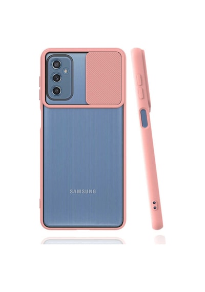 Kilifone - Samsung Uyumlu Galaxy M52 - Kılıf Slayt Sürgülü Arkası Buzlu Lensi Kapak - Pembe Açık