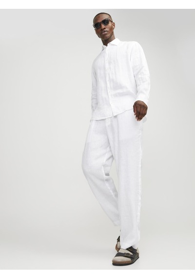 Jack & Jones Erkek Loose Fit Keten Pantalon - Karl - 12253120 Bright White