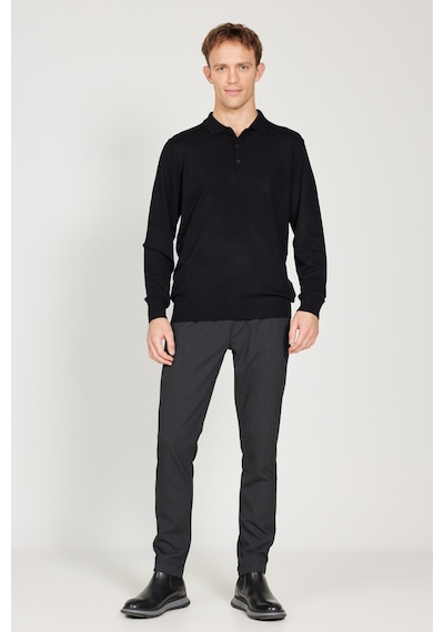 AC&Co / Altınyıldız Classics Erkek Sıyah Standart Fit Normal Kesim Polo Yaka Triko Kazak Siyah AC&Co / Altınyıldız Classics Erkek Sıyah Standart Fit Normal Kesim Polo Yaka Triko Kazak Siyah
