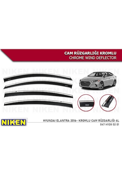 Hyundai Elantra Cam Rüzgarlığı Kromlu 2016 Niken