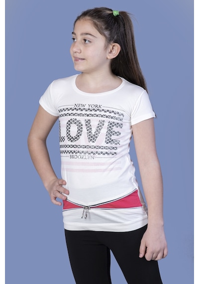 Toontoy Kids Toontoy Kız Çocuk T-shirt Love Varak Baskı Ekru