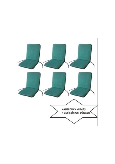 Lüks Arkalıklı Sandalye Minderi 6lı 4cm Süngerli Yeşil 42x42 Çok Renkli