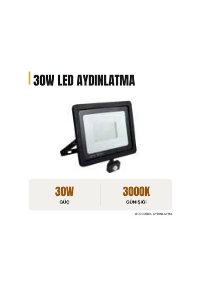 Jupıter 30w 3000k Gün Işığı Sensörlü Entegre Led Projektör - Lp031-s