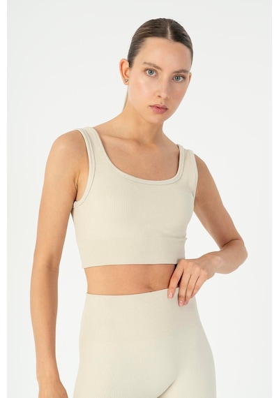Maraton Slimfit Kadın Düz Yaka Bej- Bra Bej-