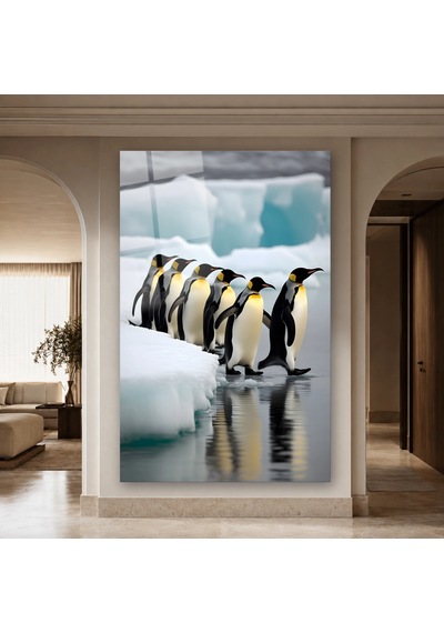 Penguen Grubu Çerçevesiz Cam Tablo