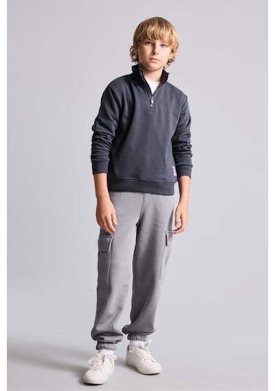 Defacto Oversize Yarım Fermuarlı Dik Yaka Sweatshirt Erkek Çocuk H7132a826auar31 Antrasit-ar31