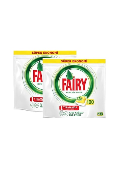 Fairy Hepsi Bir Arada Limon Kokulu Bulaşık Makinesi Kapsülü 2 x 100 Tablet