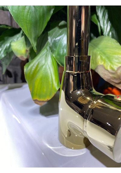 İsaoğlu Yapı Gold Lavabo Bataryası Altın Lavabo Musluğu Yüksek Model Fonksiyonel Parlak Gold Musluk Gold