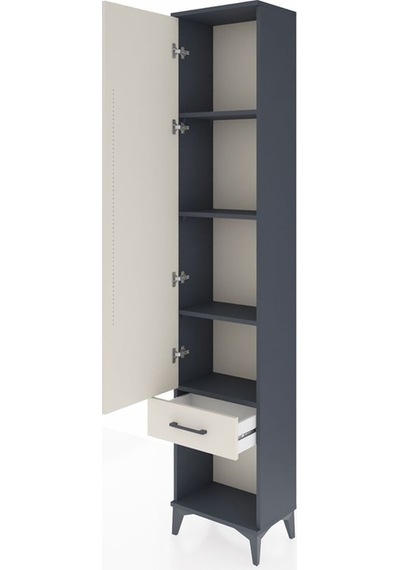Arges Dolap 4 Raflı Tek Çekmeceli Tek Kapaklı 44x30x221 Antrasit-aytaşı Antrasit
