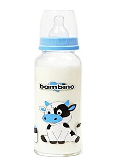 Bambino Bambiş Cam Biberon-Mavi 125Ml