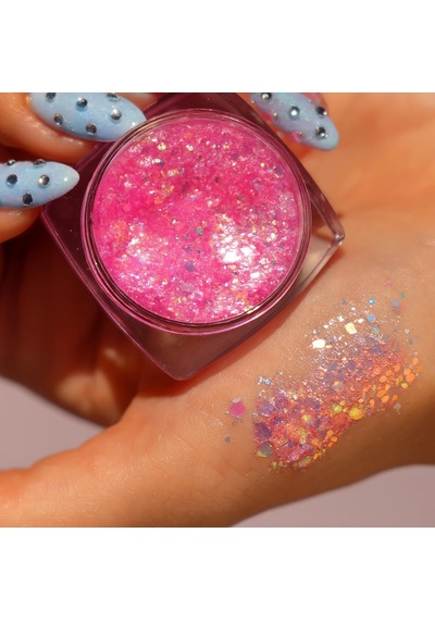 Krem Glitter No:8 Fancy Pink Festival & Parti İçin Pembe Işıltılı Vücut/yüz Sim Jeli, Uzu