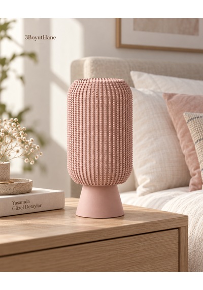 Modern Dekoratif Masa Lambası Salon Ve Yatak Odası İçin Abajur, 10 Renk Seçeneği, E14 Led Uyumlu Açık Pembe