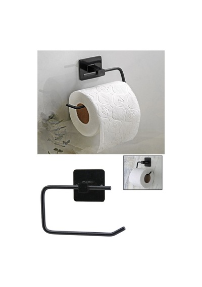 Buççin Online Mağaza Yapışkanlı Dekoratif Siyah Metal Tuvalet Kağıt Askılığı- Wc Kağıtlık Tutucu - Wc, Banyo Aksesuarı. M Çok Renkli