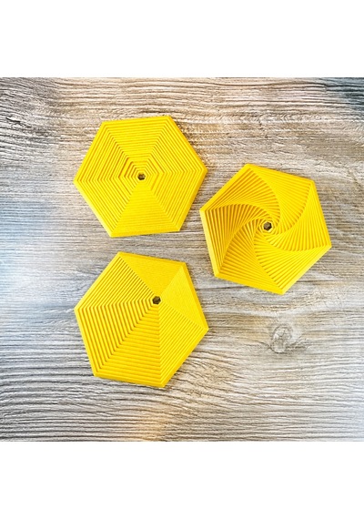 3d Baskı Super Fidget Coaster Seti - Altıgen Desenli Bardak Altlığı Ve Tutucu-sarı Diğer