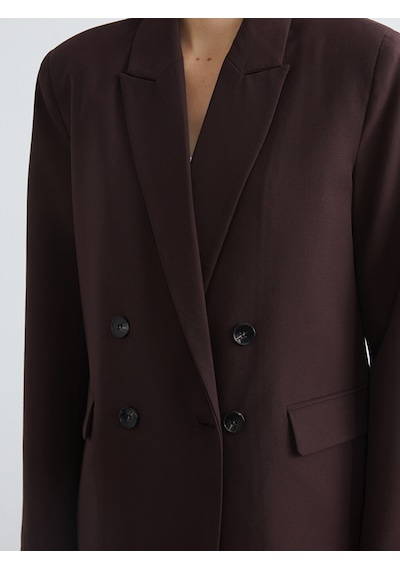 Lcw Everyday Bordo Kruvaze Yaka Kadın Blazer Ceket
