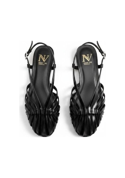 Ne&ve Shoes Siyah Rugan Biye Kadın Günlük Sandalet