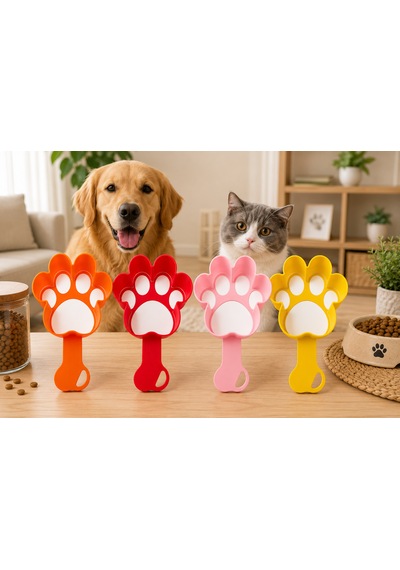 Pati Şekilli Kedi Köpek Mama Ölçeği Mama Küreği Mama Kaşığı Porsiyon Ölçer Pratik Mama Kabı Ölçü Kabı