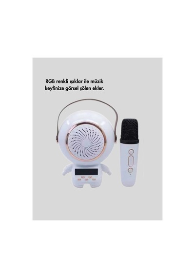 İthalat Rgb Işıklı Astronot Bluetooth Hoparlör Karaoke Mikrofonlu