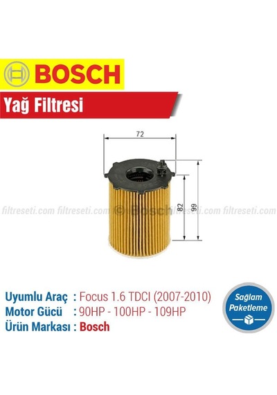 Ford Focus 1.6 Tdcı Bosch Yağ Filtresi 2007-2010