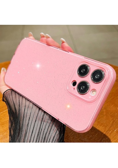 Teknomoda Apple Uyumlu iPhone 12 Pro Max Kılıf Kamera Korumalı Simli Lüks Işıltılı Silikon