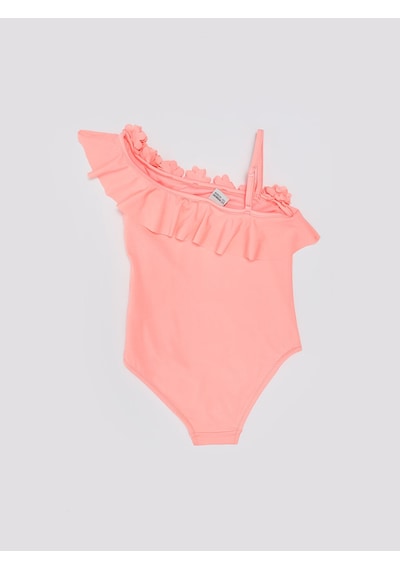 Deep Beach Pembe Çiçek Detaylı Kız Çocuk Mayo Pembe