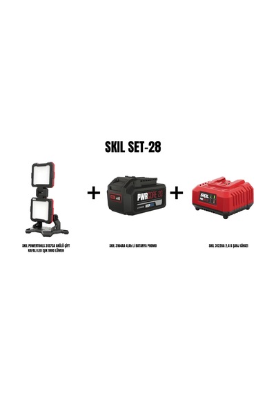 Skıl Set-28 Skıl Powertools 3157ca Akülü Çift Kafalı Led Işık 1800 Lümen+skıl 3104aa 4,ah Li Batarya Promo+skıl 3122aa 2,4 A Şarj Cihazı