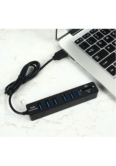 6 Port Usb Microsd Tf Sd Çoklayıcı Hub 4691A Kart Okuyucu Laptop
