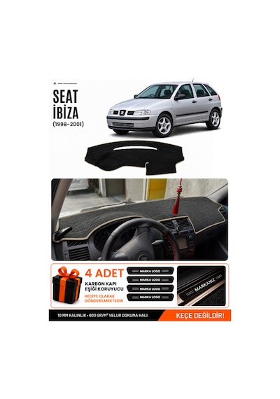 Seat Ibıza 1998-2001 Uyumlu Torpido Koruma, Torpido Örtüsü, Torpido Kılıfı - Siyah Bej