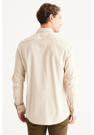 AC&Co / Altınyıldız Classics Erkek Bej Slim Fit Dar Kesim Gizli Düğme Yaka %100 Pamuk Gömlek Bej AC&Co / Altınyıldız Classics Erkek Bej Slim Fit Dar Kesim Gizli Düğme Yaka %100 Pamuk Gömlek Bej