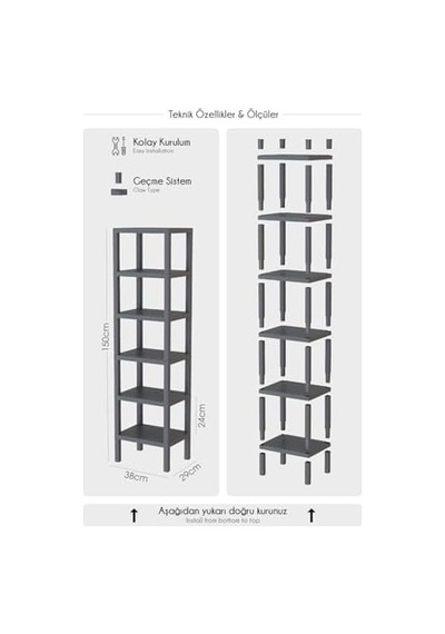 Mithra Life 6 Katlı Plastik Beyaz Banyo Mutfak Rafı Mıt1044 000 Açık Krem