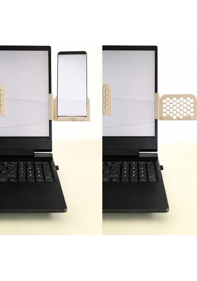 3d Baskı Monitor Telefon Tutucu - Petek Desenli Laptop Kenar Telefon Tutucu-bej Diğer