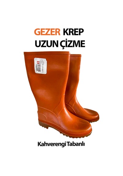 Gezer Krep Uzun Çizme Kahverengi Tabanlı