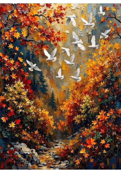Nova Puzzle 1000 Parça Beyaz Kuşların Dansı Puzzle - Uçuşan Beyaz Kuşlar