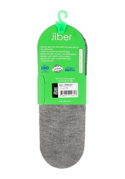 Jiber Erkek Bambu Likralı Babet Çorap 7000 - 6 Adet Gri Melanj
