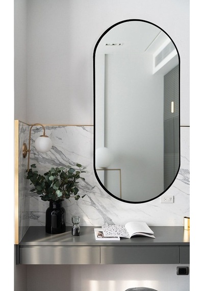 Model Alfa Dekoratif Ayna Duvar Aynası Konsol Aynası Boy Aynası Mdf 120cm X 50 Cm Elips Ayna 120 X 50 Siyah